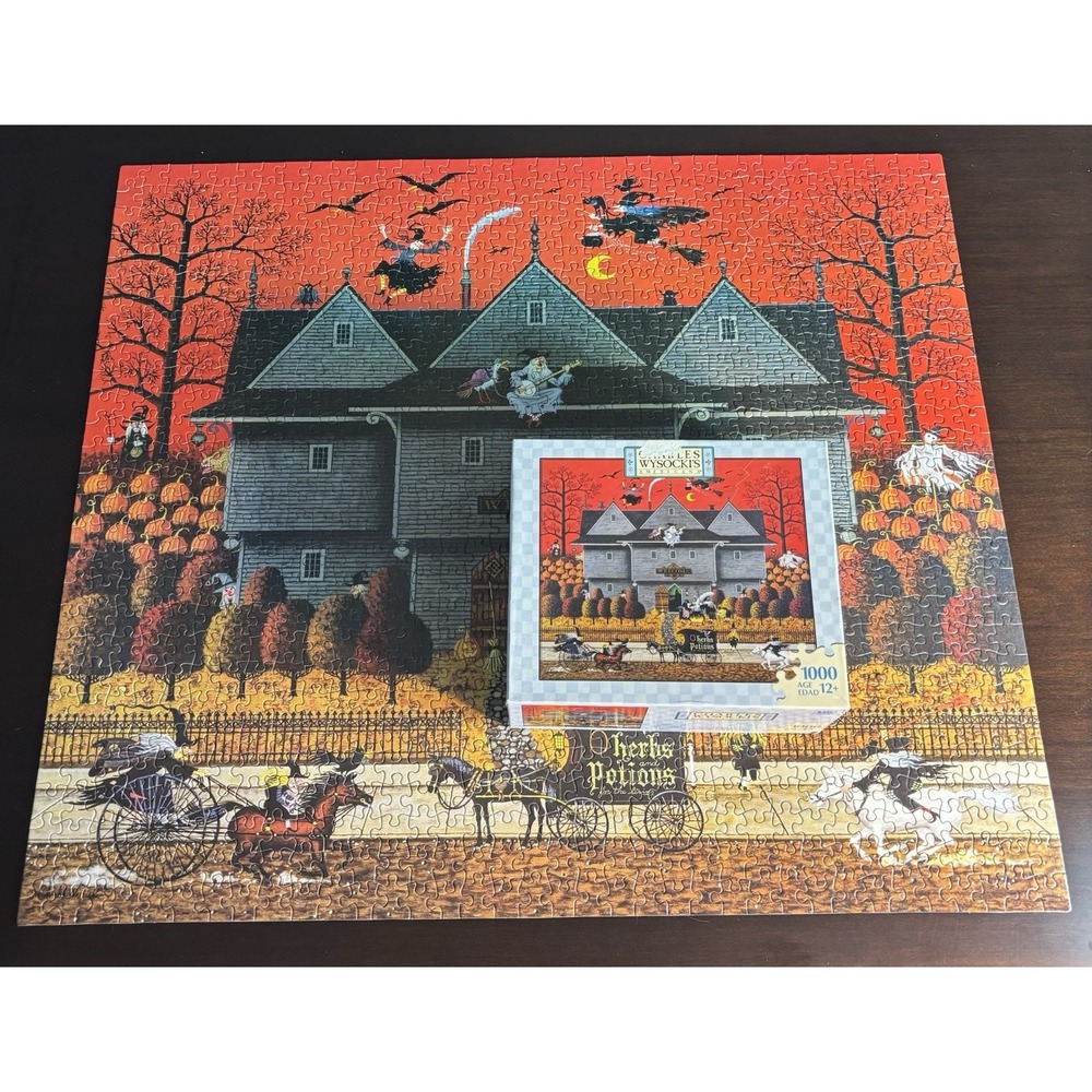 Charles Wysocki Witch's Brew 1000 Piece Jigsaw Puzzle Halloween 2006 COMPLETE